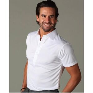 Collars & Co Mens L Relaxed Semi Spread Dress Collar Polo Shirt White NWOT